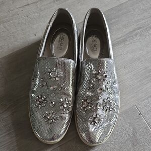 Michael Kors Metallic Floral Slip-On Sneakers